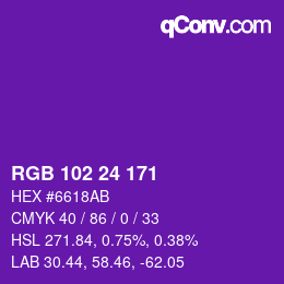Color code: RGB 102 24 171 | qconv.com