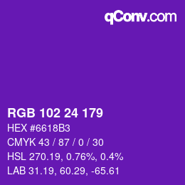 Color code: RGB 102 24 179 | qconv.com