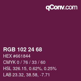 Color code: RGB 102 24 68 | qconv.com