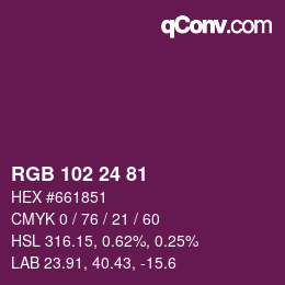 Color code: RGB 102 24 81 | qconv.com