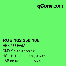 Color code: RGB 102 250 106 | qconv.com