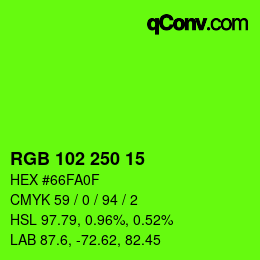 Color code: RGB 102 250 15 | qconv.com