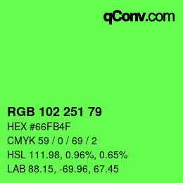 Color code: RGB 102 251 79 | qconv.com
