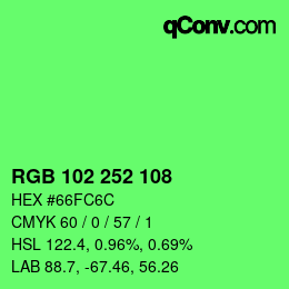 Color code: RGB 102 252 108 | qconv.com