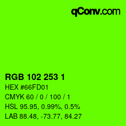 Color code: RGB 102 253 1 | qconv.com