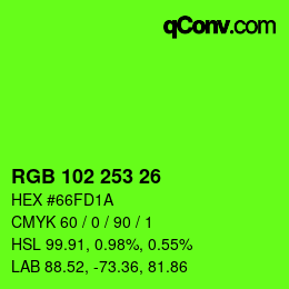 Color code: RGB 102 253 26 | qconv.com