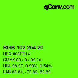 Color code: RGB 102 254 20 | qconv.com