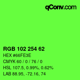 Color code: RGB 102 254 62 | qconv.com
