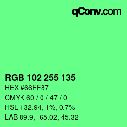 Color code: RGB 102 255 135 | qconv.com