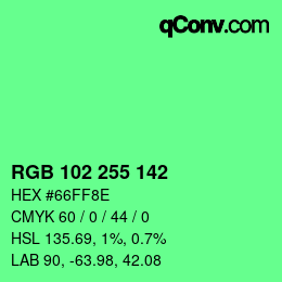 Color code: RGB 102 255 142 | qconv.com