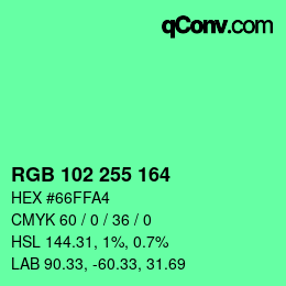 Color code: RGB 102 255 164 | qconv.com