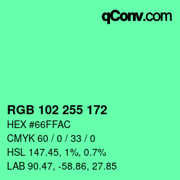 Color code: RGB 102 255 172 | qconv.com