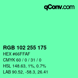 Color code: RGB 102 255 175 | qconv.com