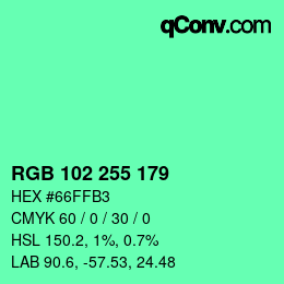 Code couleur: RGB 102 255 179 | qconv.com