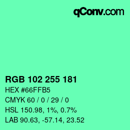 Color code: RGB 102 255 181 | qconv.com