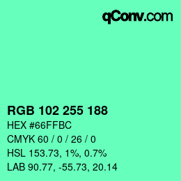Color code: RGB 102 255 188 | qconv.com