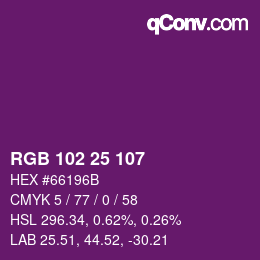 Color code: RGB 102 25 107 | qconv.com