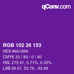 Color code: RGB 102 26 153 | qconv.com
