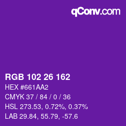 カラーコード: RGB 102 26 162 | qconv.com