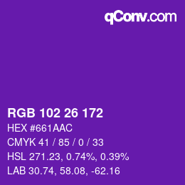 Color code: RGB 102 26 172 | qconv.com