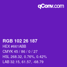 カラーコード: RGB 102 26 187 | qconv.com