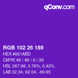 Color code: RGB 102 26 189 | qconv.com