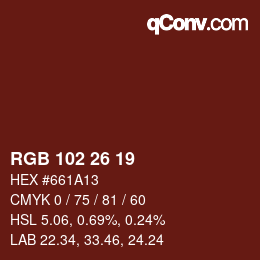 Color code: RGB 102 26 19 | qconv.com