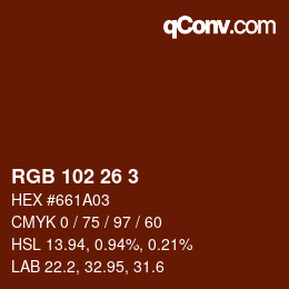 Color code: RGB 102 26 3 | qconv.com