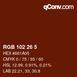 Color code: RGB 102 26 5 | qconv.com