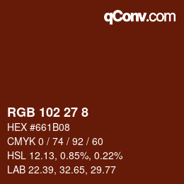 Color code: RGB 102 27 8 | qconv.com