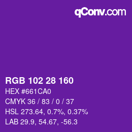 Color code: RGB 102 28 160 | qconv.com