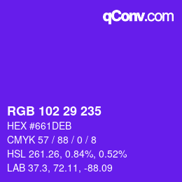 Color code: RGB 102 29 235 | qconv.com