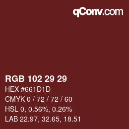Color code: RGB 102 29 29 | qconv.com