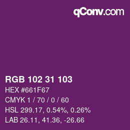 カラーコード: RGB 102 31 103 | qconv.com