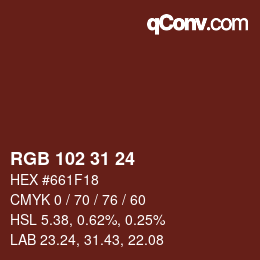 Color code: RGB 102 31 24 | qconv.com
