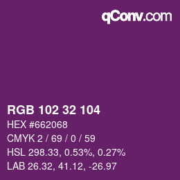 Color code: RGB 102 32 104 | qconv.com