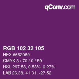 Color code: RGB 102 32 105 | qconv.com