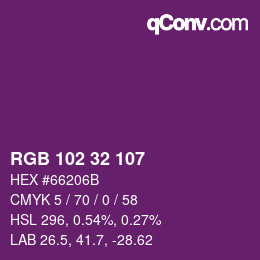 Color code: RGB 102 32 107 | qconv.com