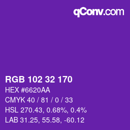 Color code: RGB 102 32 170 | qconv.com