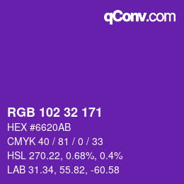 Color code: RGB 102 32 171 | qconv.com