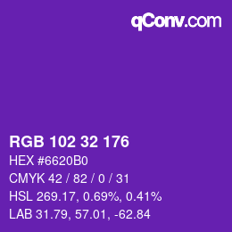 Color code: RGB 102 32 176 | qconv.com