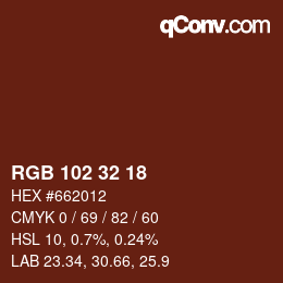 Color code: RGB 102 32 18 | qconv.com