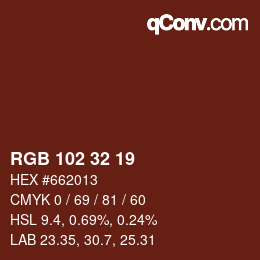Código de color: RGB 102 32 19 | qconv.com