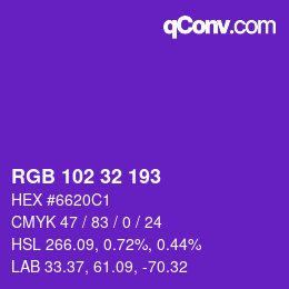 Color code: RGB 102 32 193 | qconv.com