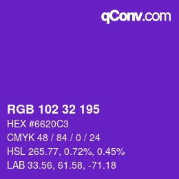 Color code: RGB 102 32 195 | qconv.com
