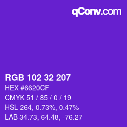 Color code: RGB 102 32 207 | qconv.com