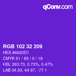 Color code: RGB 102 32 209 | qconv.com
