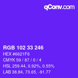 Color code: RGB 102 33 246 | qconv.com