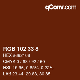 カラーコード: RGB 102 33 8 | qconv.com