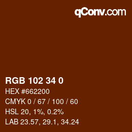 Color code: RGB 102 34 0 | qconv.com